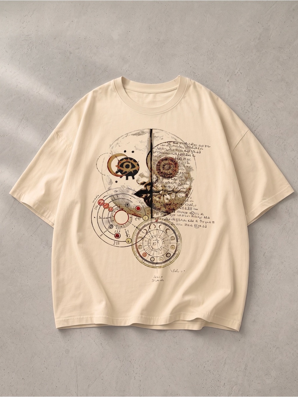 Mystical Astrology Alchemy Manuscript Dark Academia Cream Graphic T-Shirt